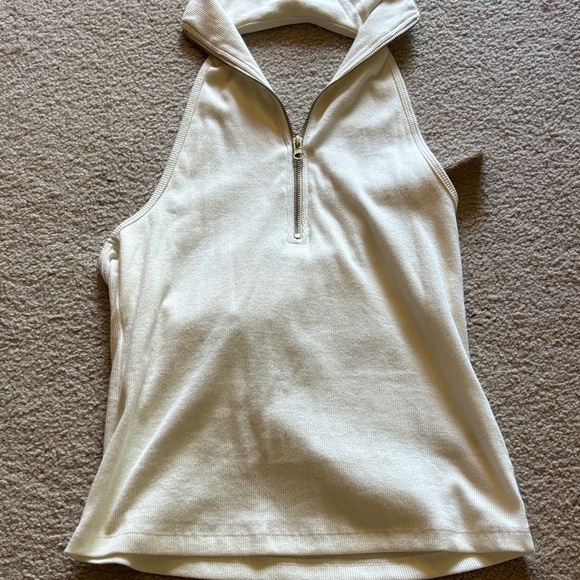 NWT Maeve Anthropologie White Zip-Up Halter Top - Picture 5 of 7